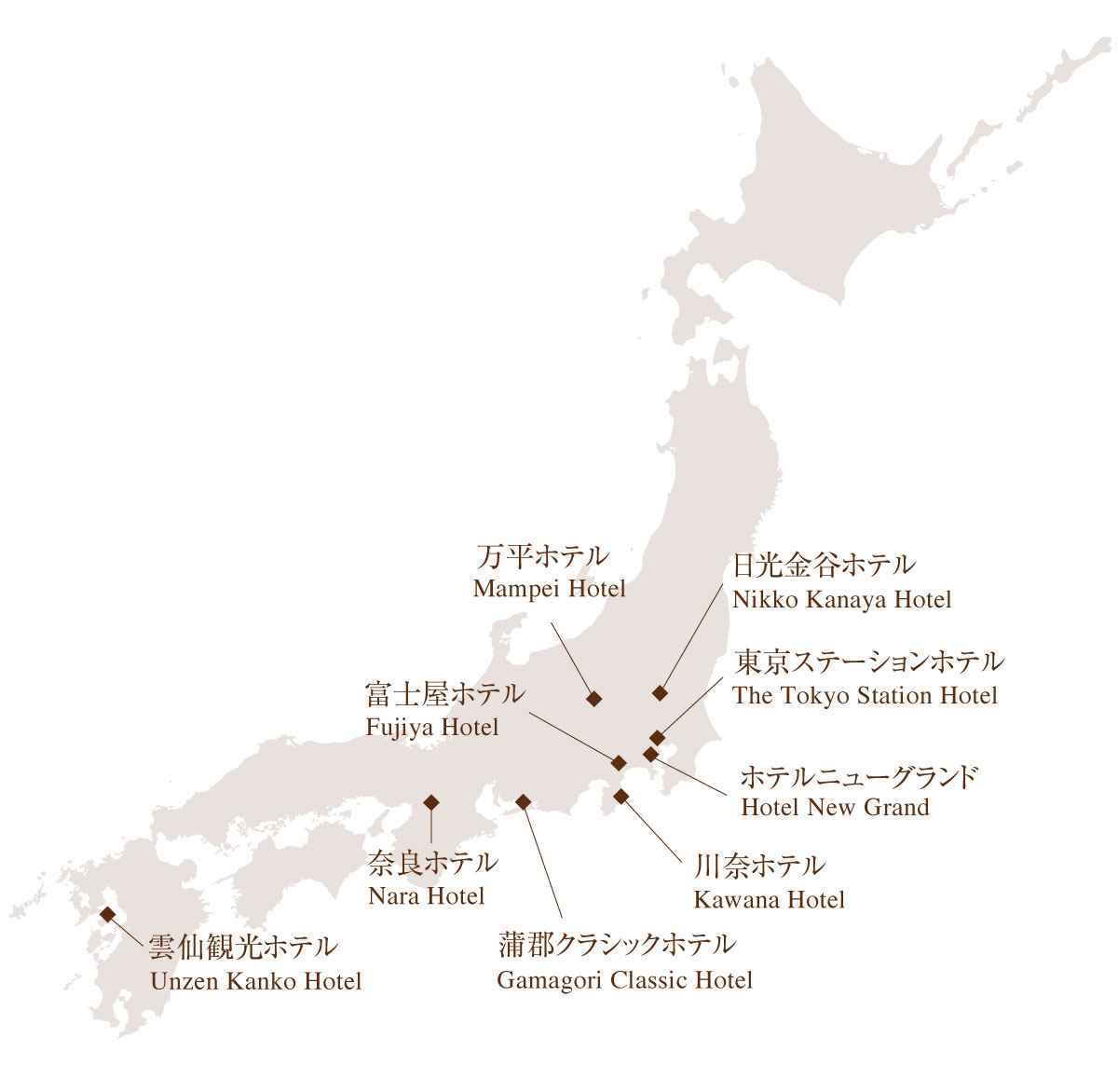 日本クラシックホテルの会 地図